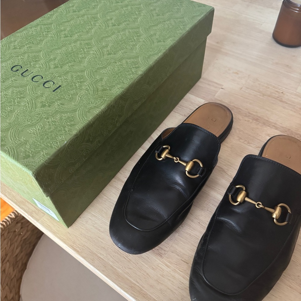 Gucci Black Horsebit Leather Mules